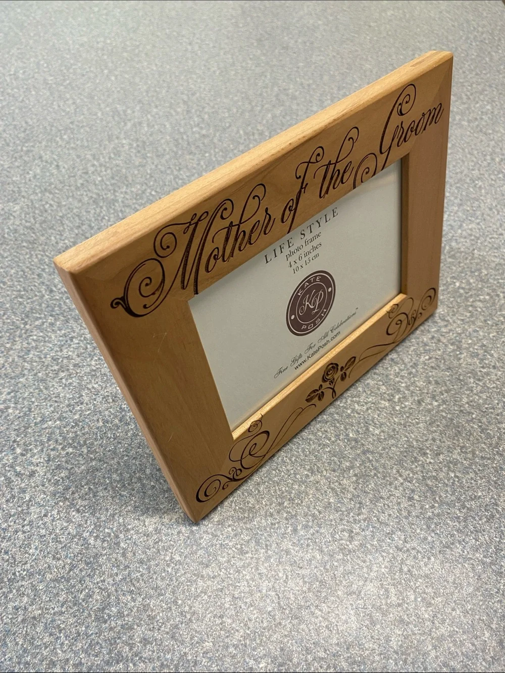 'Mother of the Groom' Wood Frame 4x6 by KATE POSH scroll work
